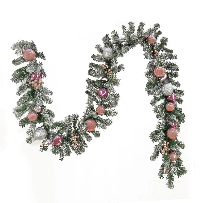 Christmas Bells 9 ft. Flocked Ornament Garland