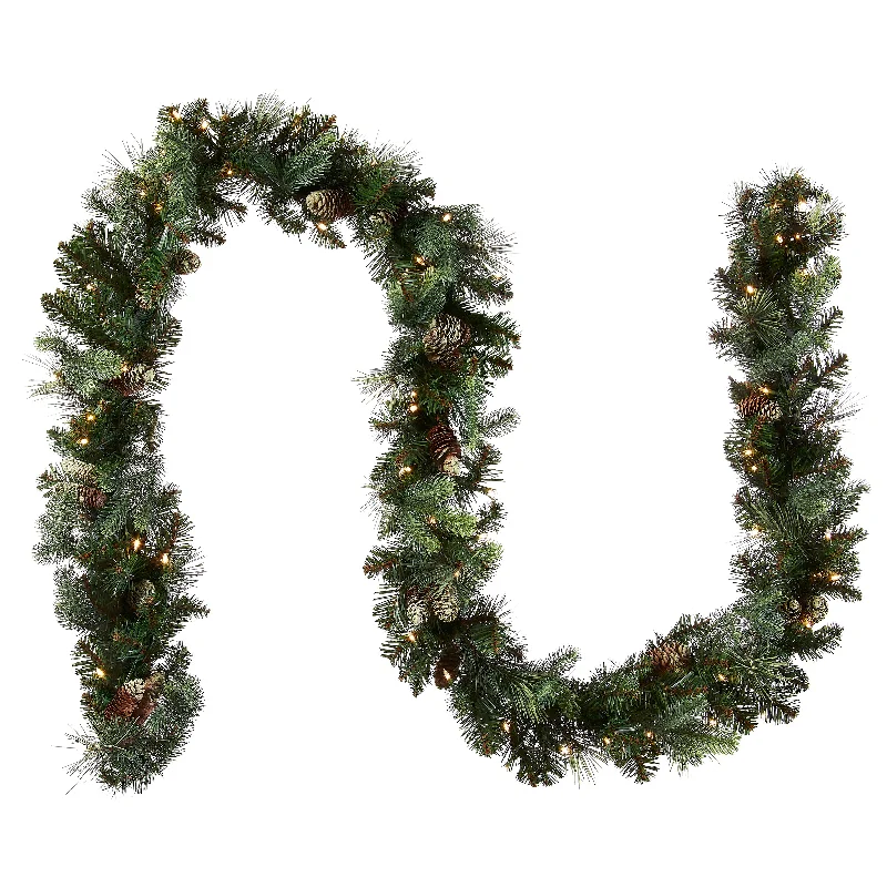 Christmas Bells 9 ft. Pre-Lit Carolina Pine Garland with LED Lights