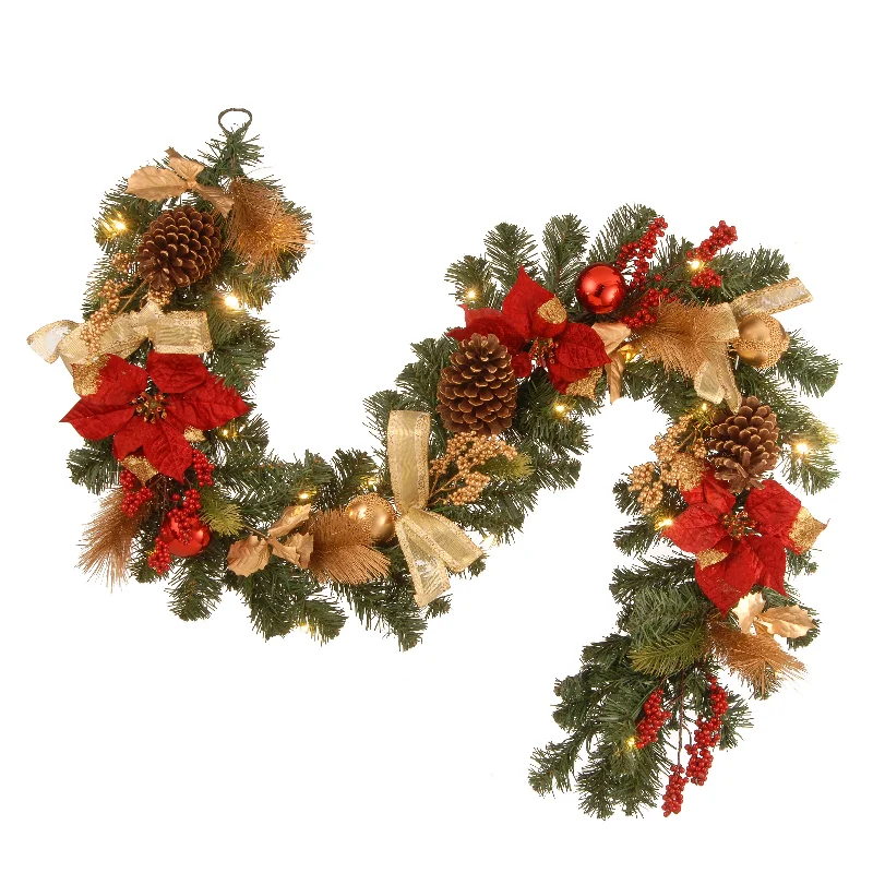Christmas Wreath 9 ft. Pre-Lit Christmas Collection Evergreen Decorated Garland