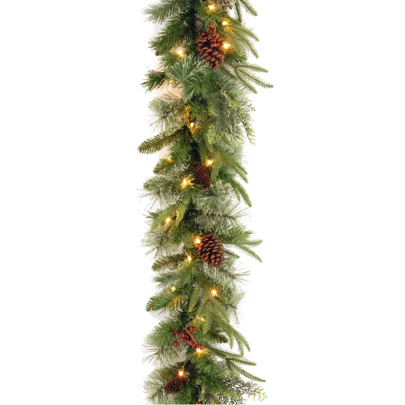 Christmas Crackling Bonfire 9 ft. Pre-Lit Colonial Fir Garland with Dual Color LED Lights Christmas Crackling Bonfire 9 ft. Pre-Lit Colonial Fir Garland with Dual Color LED Lights