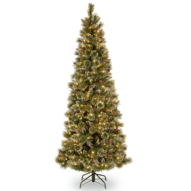 Christmas Traditions 9 ft. Pre-Lit Glistening Pine Pencil Slim Tree with PowerConnect Clear Lights Christmas Traditions 9 ft. Pre-Lit Glistening Pine Pencil Slim Tree with PowerConnect Clear Lights