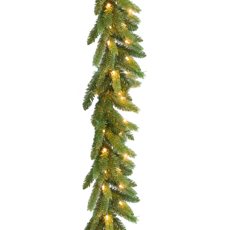 Christmas Tree 9 ft. Pre-Lit Jersey Fraser Fir Garland with Clear Lights