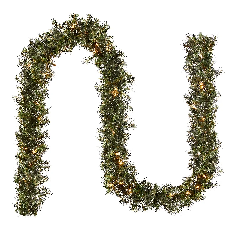 Christmas Cheerful Holiday Atmosphere 9 ft. Pre-Lit Norwood Fir Garland with Clear Lights - 10 in Diameter Christmas Cheerful Holiday Atmosphere 9 ft. Pre-Lit Norwood Fir Garland with Clear Lights - 10 in Diameter