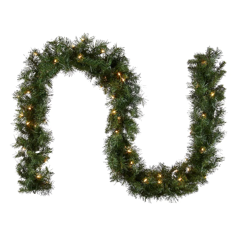 Christmas Enchanting Celebrations 9 ft. Pre-Lit Winchester Pine Garland with Clear Lights Christmas Enchanting Celebrations 9 ft. Pre-Lit Winchester Pine Garland with Clear Lights