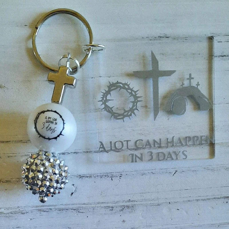 Christmas Holiday Gathering A LOT Can Happen in 3 Days Beaded Keychain