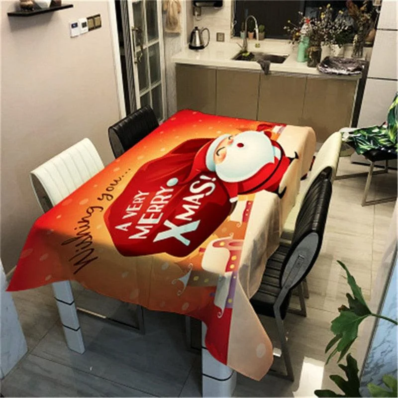 Christmas Family Holiday Movie Night Merry Christmas Printed Decorative Tablecloth