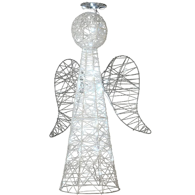 Christmas Holly Berry Wreaths 36 in. Angel Cone Tree with LED Lights