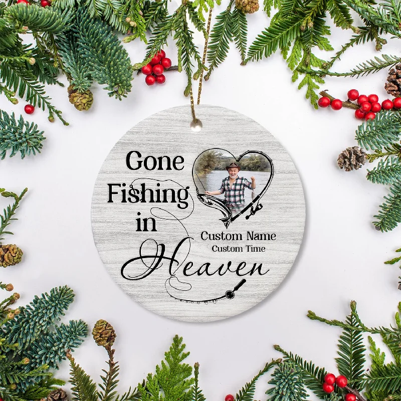 Angel Dad Remembrance Ornament Gone Fishing In Heaven Christmas Memorial Gift For Loss Of Fisherman ODT93 Angel Dad Remembrance Ornament Gone Fishing In Heaven Christmas Memorial Gift For Loss Of Fisherman ODT93