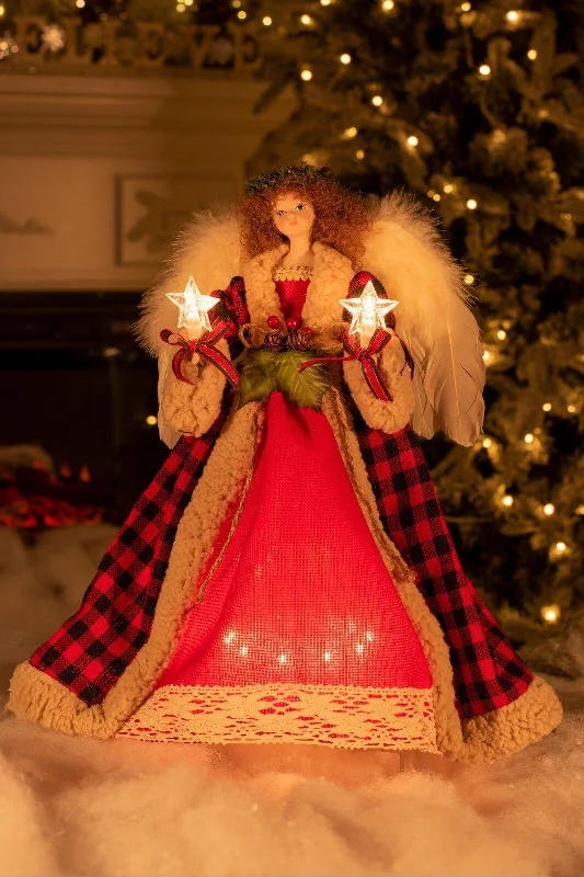 Christmas Feast Angel Tree Topper with LED Lights – Elegant Christmas Tree Decoration | Christmas Trees USA