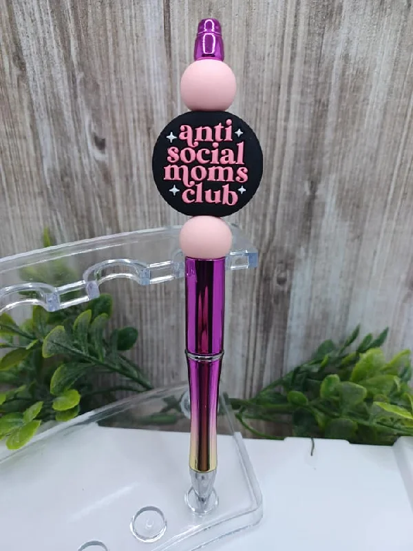 Christmas Dreamy Snowfall Anti-Social Moms Club Pink Ombre Beaded Ink Pen