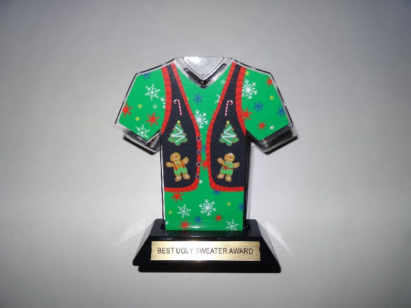 Awesome Ugly Sweater Award Trophy 7" sweater-Green