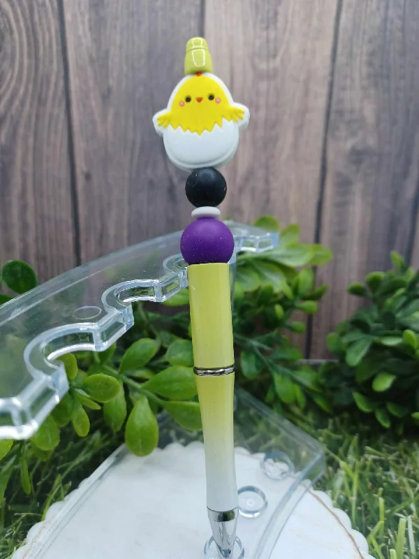 Baby Chick Beaded Ink Pen - Yellow Ombre