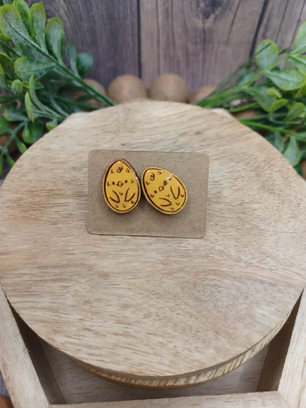 Holiday Fun Baby Chick Easter Egg Earrings