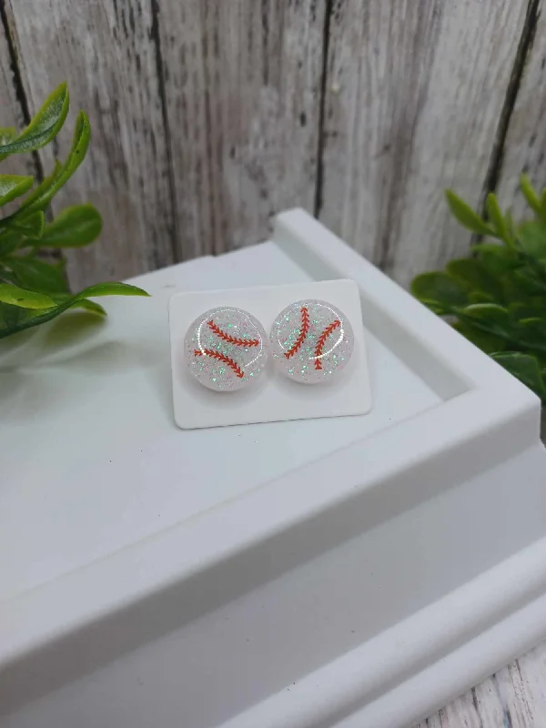 Baseball Glitter Earrings