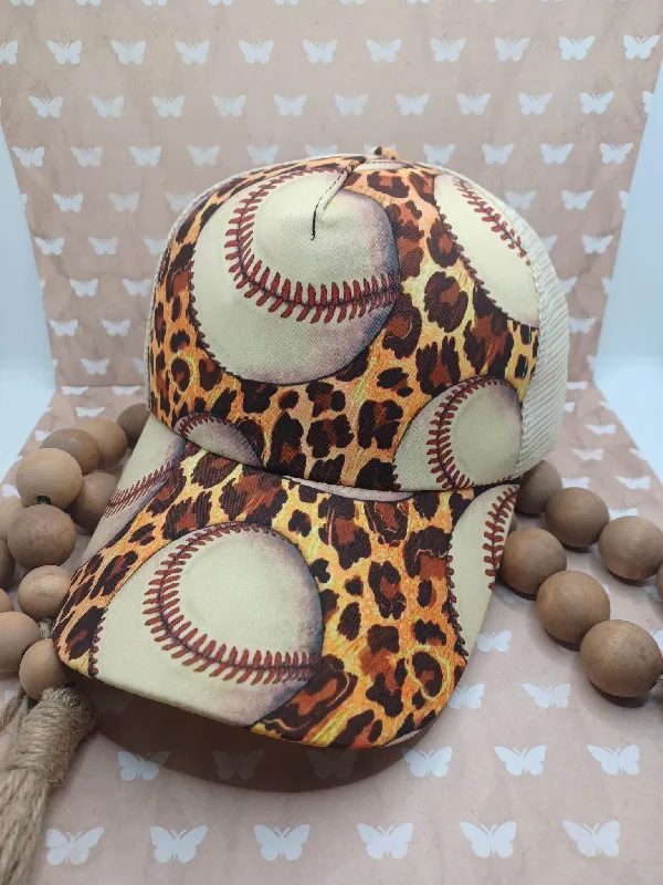 Cozy Christmas Baseball & Leopard Themed Hat