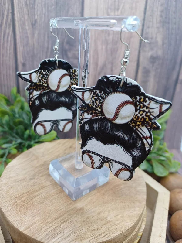 Christmas Snowflake Magic Baseball Mom Earrings