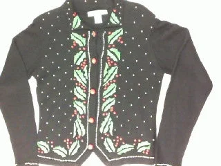 Christmas Frosted Christmas Trees Beaded Up Holly-X Small Christmas Sweater