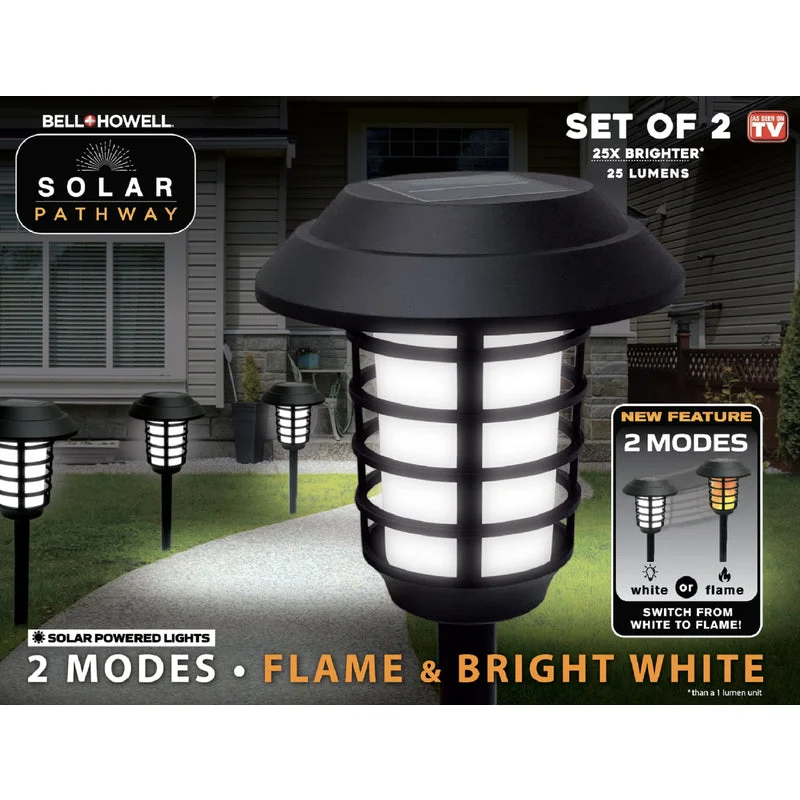 Christmas Peaceful Holiday Nights Bell + Howell Matte Black Solar Powered 90 watt LED Pathway Light 2 pk Christmas Peaceful Holiday Nights Bell + Howell Matte Black Solar Powered 90 watt LED Pathway Light 2 pk