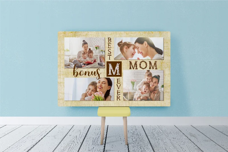 Best Bonus Mom Ever, Step Mom Personalized Canvas Photo Collage, Mother's Day Gift for Bonus Mother| N2468 Best Bonus Mom Ever, Step Mom Personalized Canvas Photo Collage, Mother's Day Gift for Bonus Mother| N2468