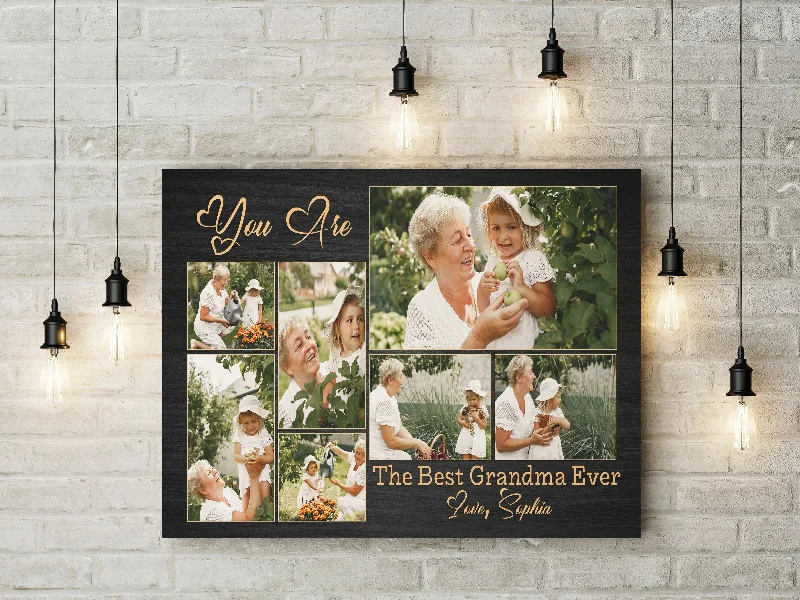 Best Grandma Ever Personalized Canvas, Custom Photo Collage, Grandma Mother's Day Gift| N2477 Best Grandma Ever Personalized Canvas, Custom Photo Collage, Grandma Mother's Day Gift| N2477