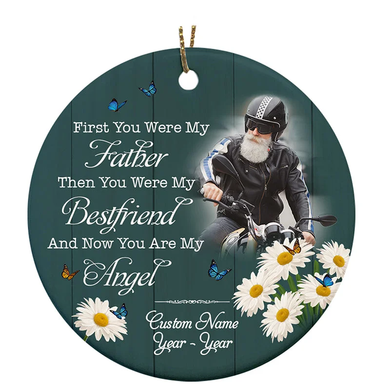 Biker Dad In Heaven Ornament Personalized Motorcycle Ornament Memorial Gift For Loss Of Loved One ODT74 Biker Dad In Heaven Ornament Personalized Motorcycle Ornament Memorial Gift For Loss Of Loved One ODT74