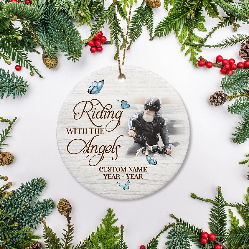 Biker Memorial Ornament Christmas Riding With The Angles Sympathy Gift For Loss Of Loved One Dad ODT20 Biker Memorial Ornament Christmas Riding With The Angles Sympathy Gift For Loss Of Loved One Dad ODT20