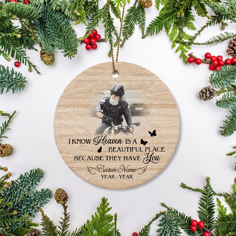 Biker Remembrance Ornament Christmas In Heaven Sympathy Gift For Loss Of Dad In Loving Memory ODT31 Biker Remembrance Ornament Christmas In Heaven Sympathy Gift For Loss Of Dad In Loving Memory ODT31