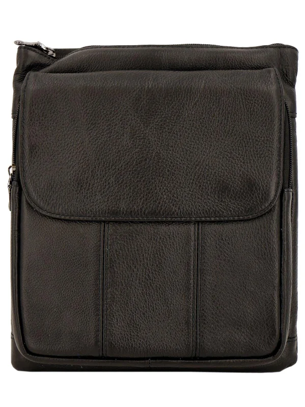 Christmas Scented Holiday Candles Black Leather Men's Vintage Style Panelled Crossbody Bag