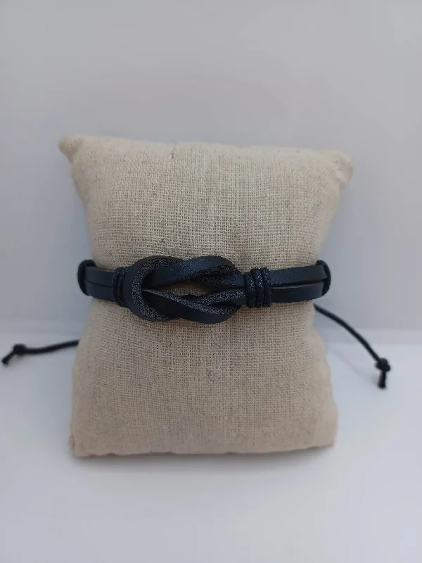 Christmas Gifts Black Leather Style Knotted Bracelet
