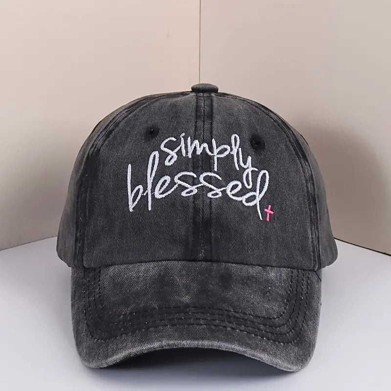 Snowy Christmas Black Simply Blessed Hat