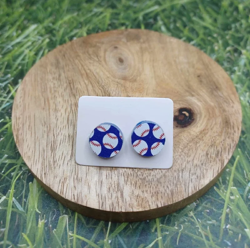 Blue Baseball Acrylic Earrings