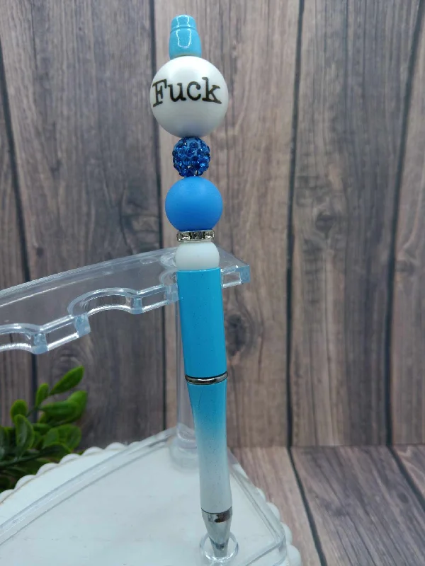 Christmas Peaceful Holiday Mornings Blue F*ck Beaded Ink Pen