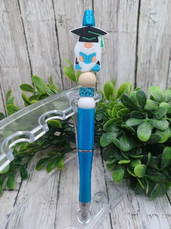 Blue Graduation Gnome Beaded Ink Pen