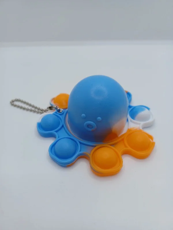 Christmas Festive Snowmen Blue w/ Orange & White Octopus Pop-it Keychain