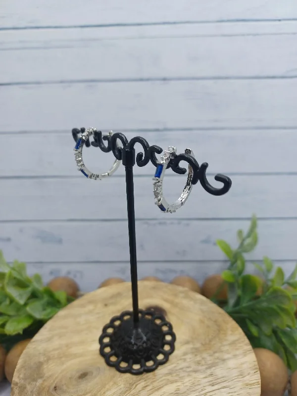 Christmas Snowfall Blue & White Rhinestone Earrings