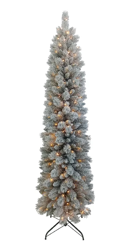 Bosk 6.5ft Arden Frosted Pine Slim Artificial Christmas Tree with 200 LED Lights