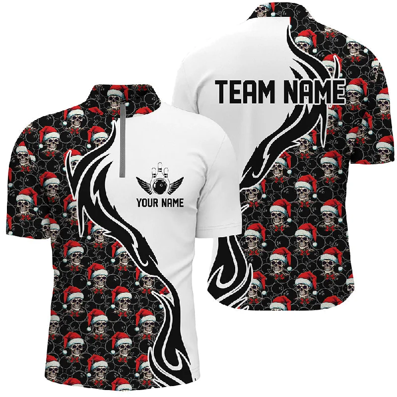 Custom Christmas Men Bowling Quarter Zip Shirts Skull Team Bowling Jerseys Bowler Christmas Gifts IPHW5376 Custom Christmas Men Bowling Quarter Zip Shirts Skull Team Bowling Jerseys Bowler Christmas Gifts IPHW5376