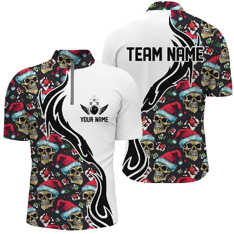 Custom Christmas Men Bowling Quarter Zip Shirts Skull Team Bowling Jerseys Bowler Christmas Gifts IPHW5377 Custom Christmas Men Bowling Quarter Zip Shirts Skull Team Bowling Jerseys Bowler Christmas Gifts IPHW5377