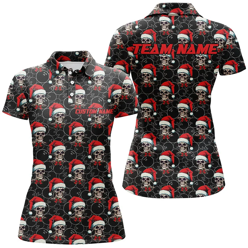Christmas Outfits For Bowling Team Custom Name Christmas Bowling Women Polo Shirts IPHW5316 Christmas Outfits For Bowling Team Custom Name Christmas Bowling Women Polo Shirts IPHW5316