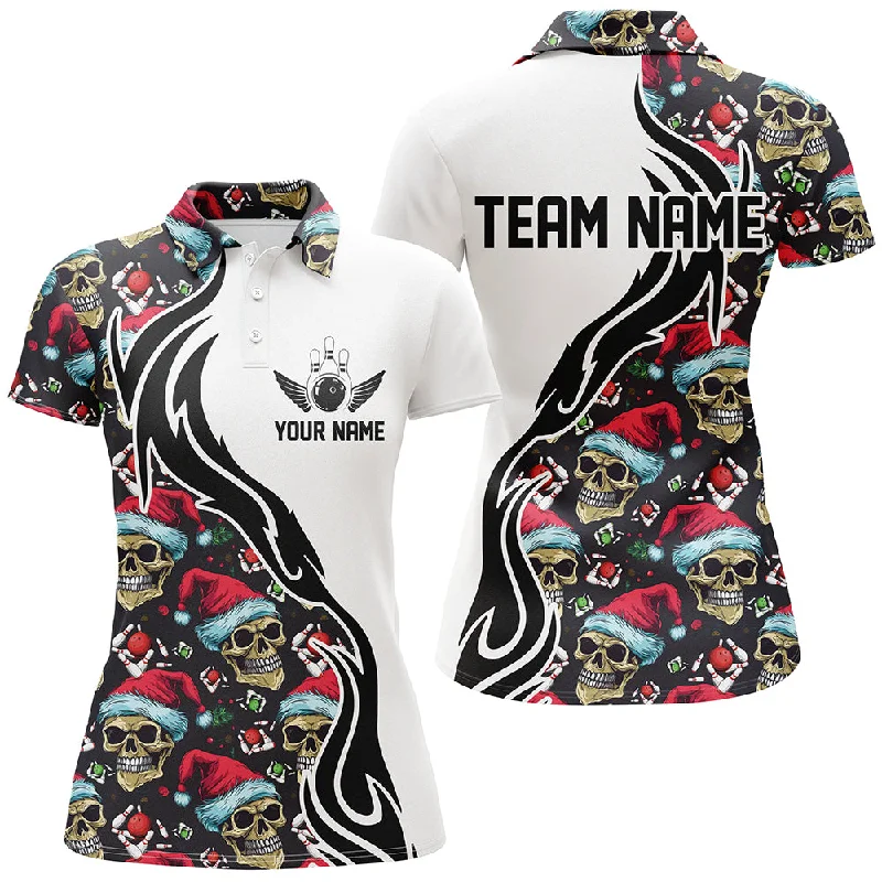 Custom Christmas Women Bowling Polo Shirts Skull Team Bowling Jerseys Gifts For Bowlers IPHW5377 Custom Christmas Women Bowling Polo Shirts Skull Team Bowling Jerseys Gifts For Bowlers IPHW5377
