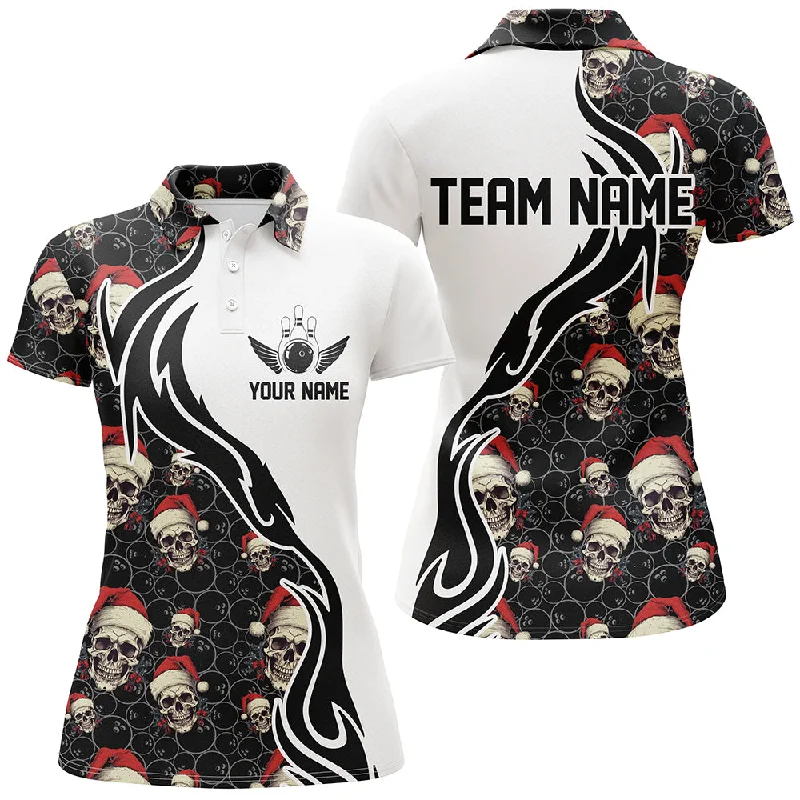 Custom Christmas Women Bowling Polo Shirts Skull Team Bowling Jerseys Gifts For Bowlers IPHW5378 Custom Christmas Women Bowling Polo Shirts Skull Team Bowling Jerseys Gifts For Bowlers IPHW5378