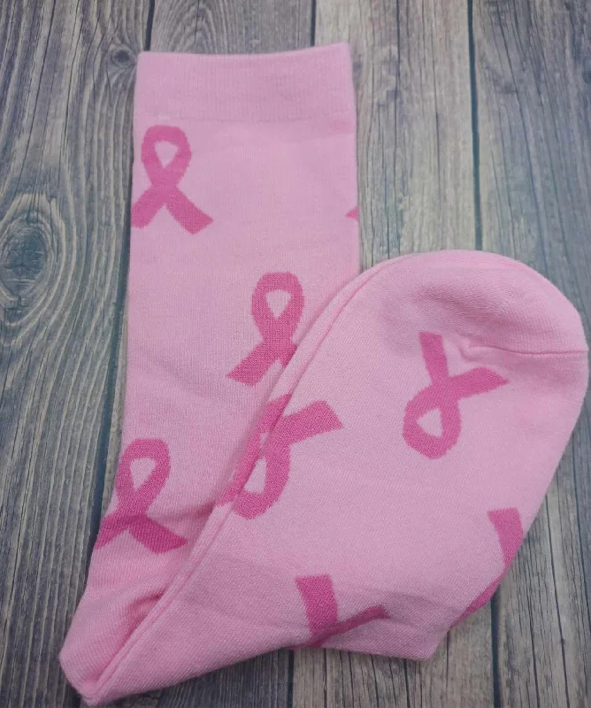 Christmas Twinkling Star Lights Breast Cancer Awareness Socks w/ Pink Ribbon