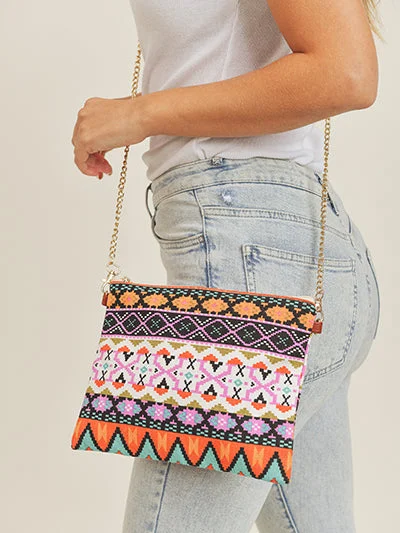 Christmas Market Brightly Colored Aztec Style Crossbody Style Bag