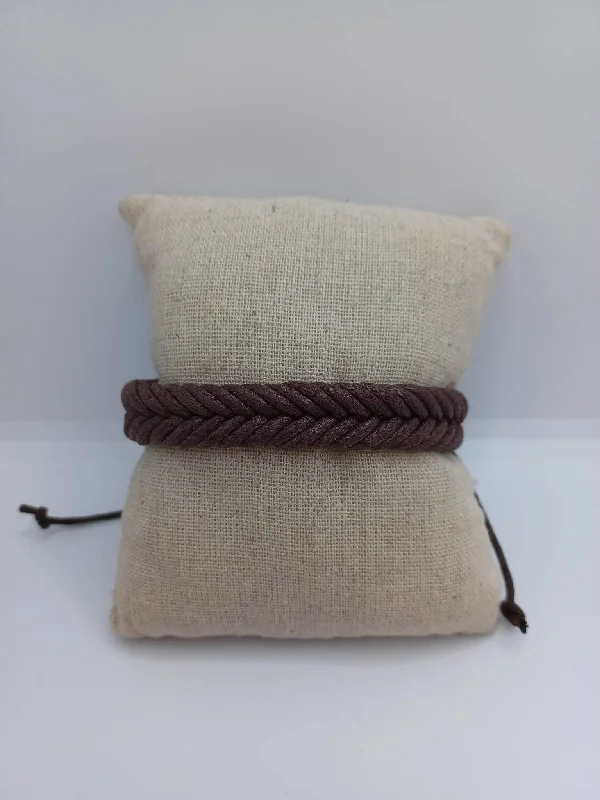 Christmas Twinkling Festive Lights Brown Fishtail Braided Bracelet