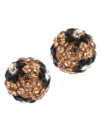 Christmas Music Brown Leopard Rhinestone Earrings w/ White Rhinestone Middle