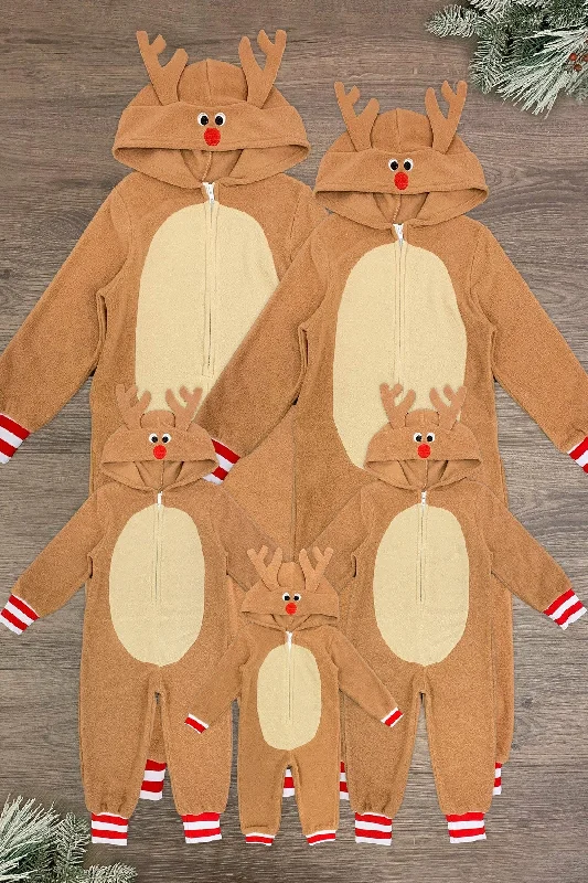 Brown Reindeer Family Onesie Pajamas