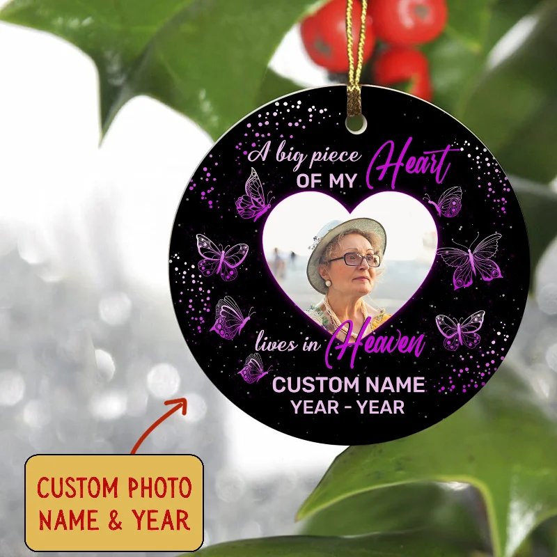 Butterfly memorial Christmas ornament with personalized picture in Heaven remembrance sympathy gift NOM240 Butterfly memorial Christmas ornament with personalized picture in Heaven remembrance sympathy gift NOM240