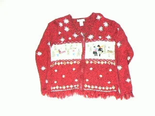 Christmas Cheerful Holiday Atmosphere Buttons On The Fringe-Small Christmas Sweater