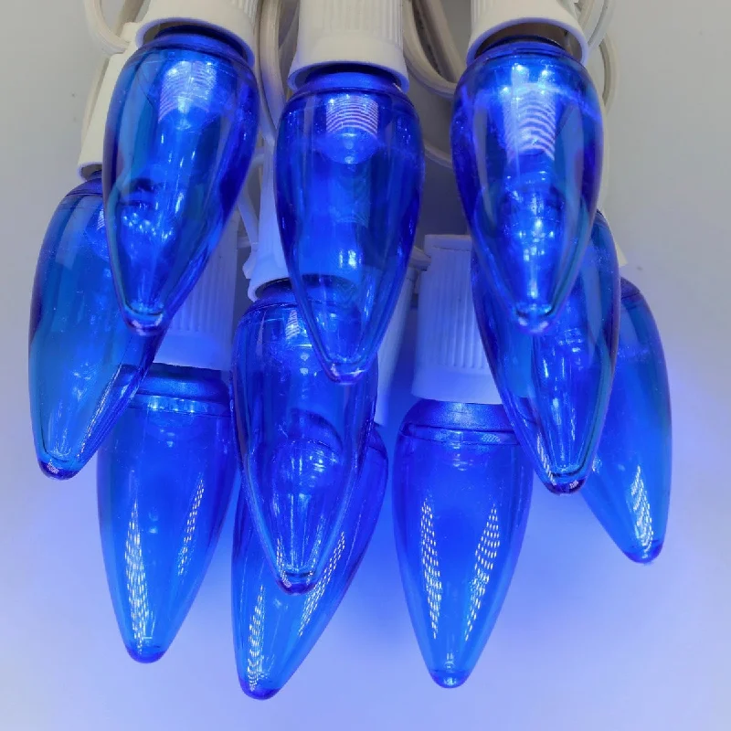 Christmas Fireplace Mantel C9 Blue Smooth LED Bulbs E17 Bases (SMD) (25 Pack)