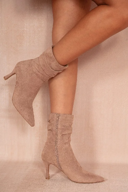 Christmas Peaceful Holiday Mornings Camryn Taupe Suedette Boots